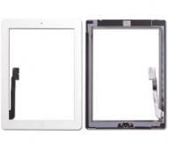 Planšetės lietimui jautrus stikliukas Apple iPad 3 / 4, baltas, su home mygtuku ir laikikliais (HQ2)