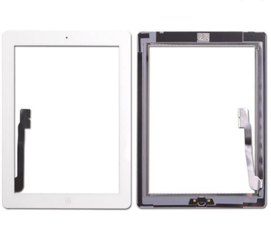 Planšetės lietimui jautrus stikliukas Apple iPad 3 / 4, baltas, su home mygtuku ir laikikliais (HQ2)