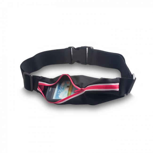 Universalus dėklas - diržas, segamas per juosmenį, juodas su rožine, atsparus vandeniui