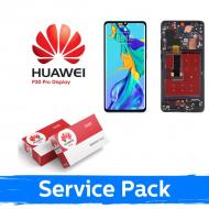 Ekranas su lietimui jautriu stikliuku Huawei P30 Pro, su juodu rėmeliu ir akumuliatoriumi, (Original Service Pack)