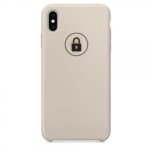 Dėklas Apple iPhone XS Max, galinis iš silikono, šviesiai pilkas (Stone), SILICONE CASE (Originalus įpakavimas)