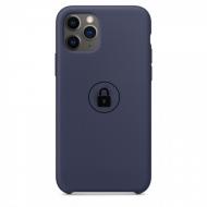 Dėklas Apple iPhone 11 Pro, galinis iš silikono, tamsiai mėlynas (Midnight Blue), SILICONE CASE, su originaliu įpakavimu