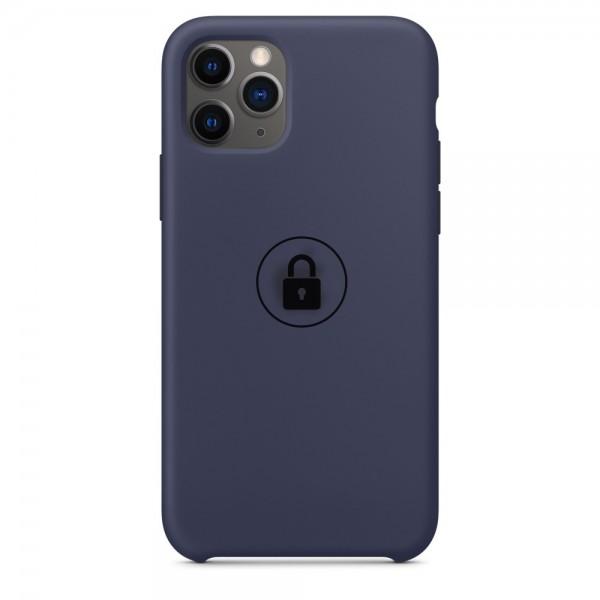 Dėklas Apple iPhone 11 Pro, galinis iš silikono, tamsiai mėlynas (Midnight Blue), SILICONE CASE, su originaliu įpakavimu
