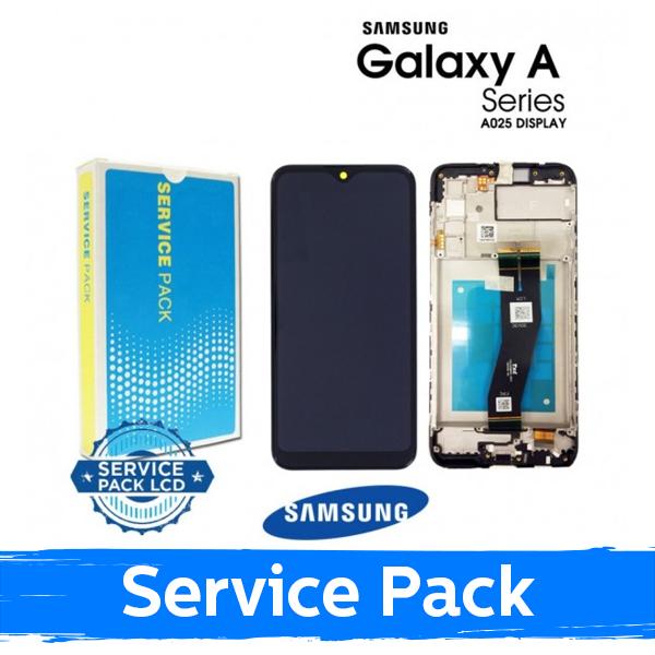 Ekranas su lietimui jautriu stikliuku Samsung Galaxy A02s A025G, su juodu rėmeliu, (Original Service Pack)