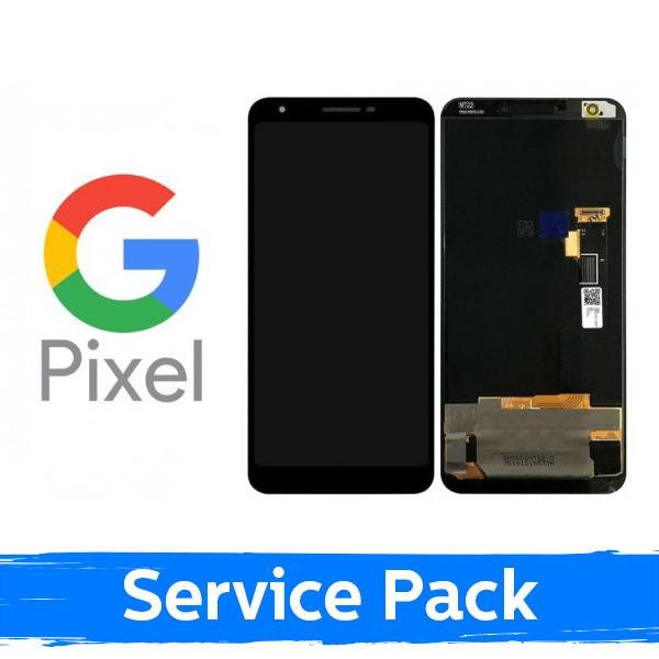 Ekranas skirtas Google Pixel 3A XL juodas su rėmeliu (Service Pack)
