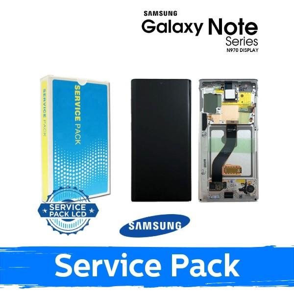 Ekranas skirtas Samsung N970 Note 10 su rėmeliu / Aura White / (Service Pack)