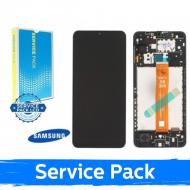 Ekranas su lietimui jautriu stikliuku Samsung Galaxy A12s A127 (Nacho), su juodu rėmeliu, (Original Service Pack)