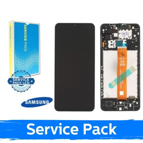 Ekranas su lietimui jautriu stikliuku Samsung Galaxy A12s A127 (Nacho), su juodu rėmeliu, (Original Service Pack)