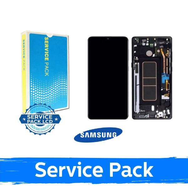 Ekranas skirtas Samsung A015F A01 (2020) juodas su rėmeliu (Service Pack)
