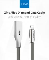 Kabelis USB - Type-C, 1 m, pilkas, X-LEVEL RHOMBUS