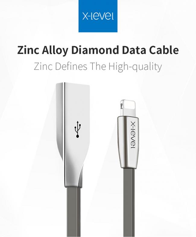 Kabelis USB - Type-C, 1 m, pilkas, X-LEVEL RHOMBUS