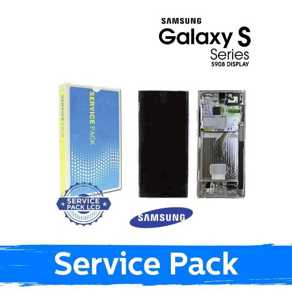Ekranas skirtas Samsung S908 S22 Ultra su rėmeliu / Phantom Black / (Service Pack)