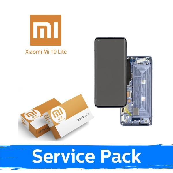 Ekranas su lietimui jautriu stikliuku Xiaomi Mi 10 Lite 5G, su pilku rėmeliu (Cosmic Gray), (Original Service Pack)