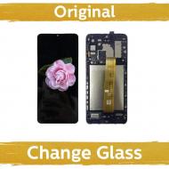 Ekranas su lietimui jautriu stikliuku Samsung Galaxy A12s A127 Nacho, su juodu rėmeliu, (restauruotas)