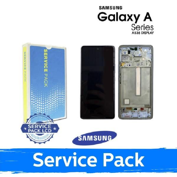 Ekranas skirtas Samsung A536 A53 5G su rėmeliu / White / (Service Pack)