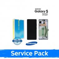 Ekranas skirtas Samsung G770 S10 Lite su rėmeliu / Prism White / (Service Pack)