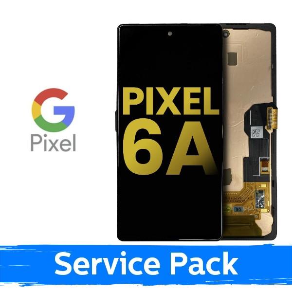 Ekranas skirtas Google Pixel 6A juodas su rėmeliu (Service Pack)