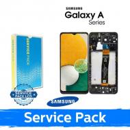 Ekranas skirtas Samsung A136 A13 5G juodas su rėmeliu (Service Pack)