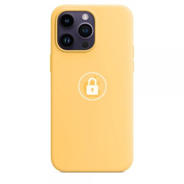 Dėklas Apple iPhone 14 Pro, galinis iš silikono, šviesiai geltonas (Sunglow), SILICONE CASE V2, originalus įpakavimas
