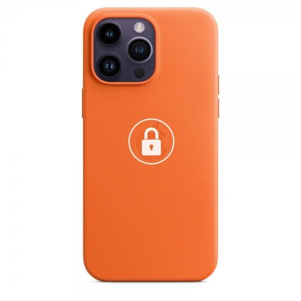 Dėklas Apple iPhone 14 Pro Max, nugarėlė su oda, oranžinis (Orange), LEATHER CASE V2, originalus įpakavimas