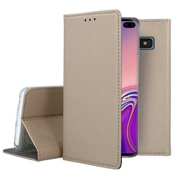 Dėklas Samsung Galaxy A8+ (2018) A730, atverčiamas į šoną, auksinis, SMART MAGNET