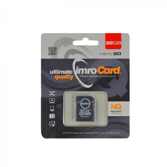 Atminties kortelė MicroSDHC, 32 GB, 10 klasė UHS-I, su SD adapteriu, IMRO