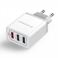 Buitinis kroviklis 3xUSB, 30W, baltas, WOZINSKY WWC-01, QC 18W max