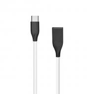 Kabelis USB - Type-C, 2m, baltas, silikoninis, metaliniai antgaliai, EXTRA DIGITAL