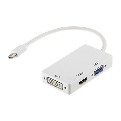 Adapteris mini DisplayPort kištukas - HDMI lizdas / VGA lizdas / DVI lizdas, 20 cm, baltas, galima prijungti MacBook prie HDTV, monitoriaus ar projektoriaus, EXTRA DIGITAL