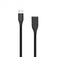 Kabelis USB - MicroUSB, 1m, juodas, silikoninis, metaliniai antgaliai, EXTRA DIGITAL