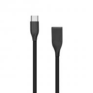 Kabelis USB - Type-C, 2m, juodas, silikoninis, metaliniai antgaliai, EXTRA DIGITAL