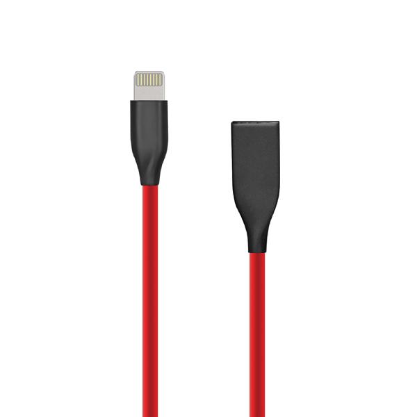 Kabelis USB - Apple Lightning, 1m, raudonas, silikoninis, metaliniai antgaliai, EXTRA DIGITAL