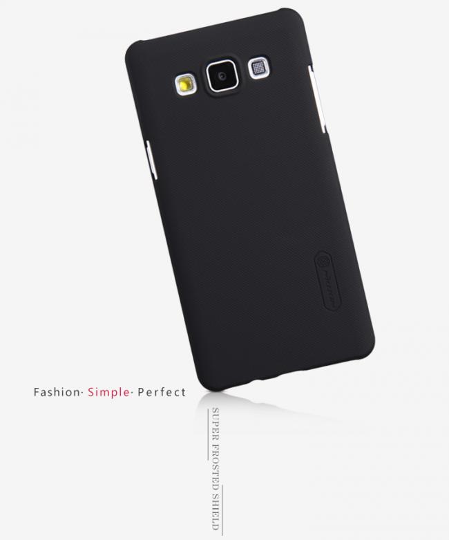 Dėklas Samsung Galaxy A5 A500, galinis iš silikono, juodas, su apsaugine plėvele, NILLKIN FROSTED