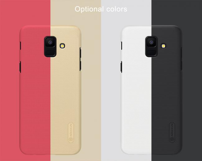 Dėklas Samsung A6 2018, galinis iš silikono, auksinis, su apsaugine plėvele, NILLKIN FROSTED