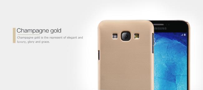 Dėklas Samsung A8, galinis iš silikono, auksinis, su apsaugine plėvele, NILLKIN FROSTED