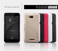 Dėklas Sony E4G, galinis iš silikono, auksinis, su apsaugine plėvele, NILLKIN FROSTED