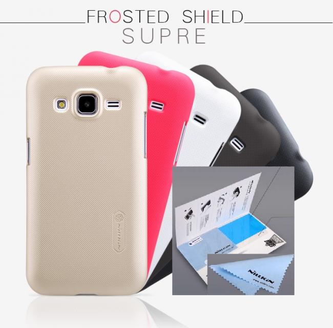 Dėklas Samsung G360, galinis iš silikono, auksinis, su apsaugine plėvele, NILLKIN FROSTED