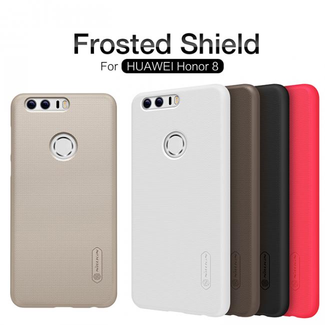 Dėklas Huawei Honor 8, galinis iš plastiko, auksinis, su apsaugine plėvele, NILLKIN FROSTED