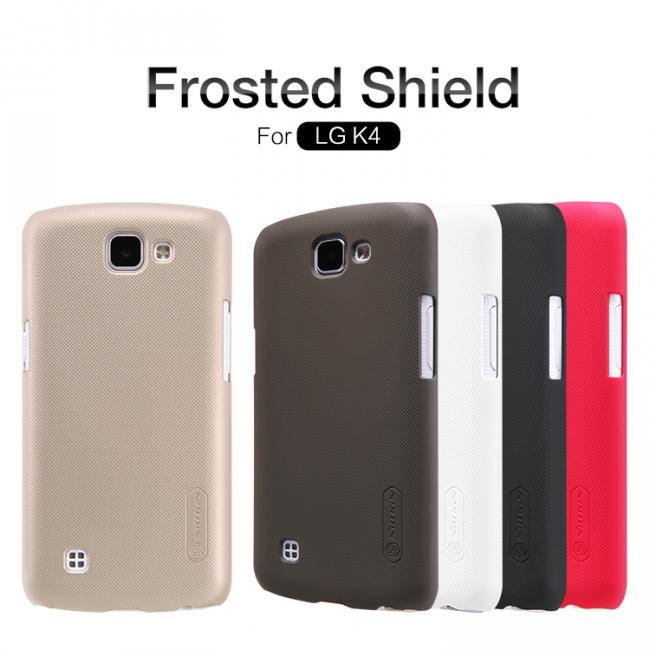 Dėklas LG K4, galinis iš silikono, auksinis, su apsaugine plėvele, NILLKIN FROSTED