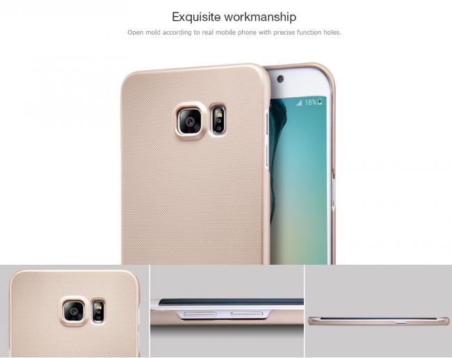 Dėklas Samsung S6 EDGE plus, galinis iš silikono, auksinis, su apsaugine plėvele, NILLKIN FROSTED
