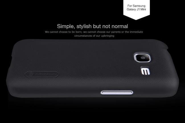 Dėklas Samsung J1 mini 2016, galinis iš silikono, juodas, su apsaugine plėvele, NILLKIN FROSTED