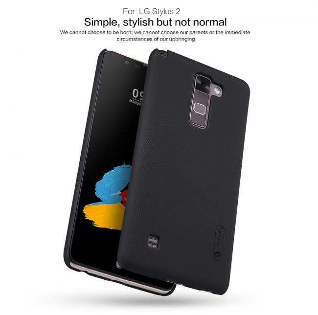 Dėklas LG Stylus 2, K520, galinis iš silikono, juodas, su apsaugine plėvele, NILLKIN FROSTED