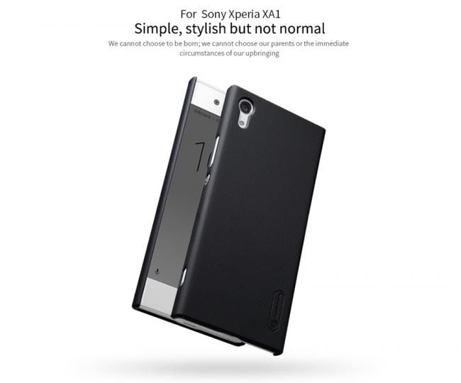 Dėklas Sony XA 1, galinis iš silikono, juodas, su apsaugine plėvele, NILLKIN FROSTED