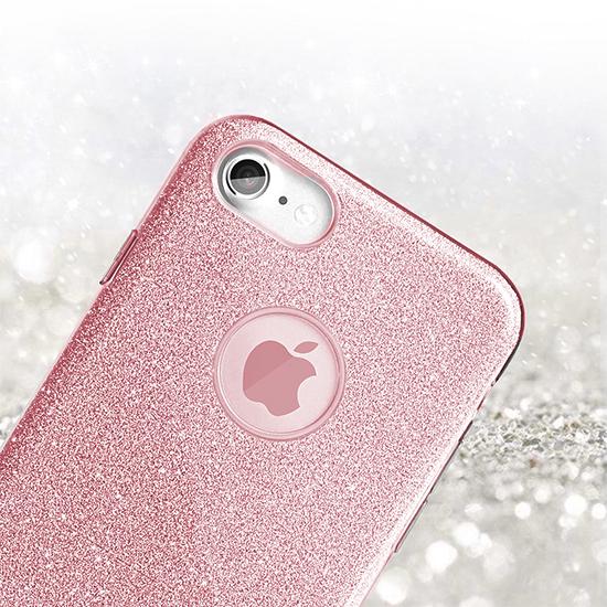 Galiniai dangteliai, Silikoniniai GLITTER, Iphone Xs MAX, rožinis