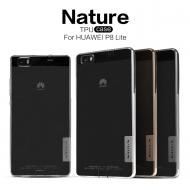 Dėklas Huawei P8 lite, galinis iš silikono, permatomas juodas, NILLKIN NATURE 0,6 mm