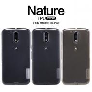 Dėklas Motorola G4 Plus, galinis iš silikono, permatomas juodas, NILLKIN NATURE 0,6 mm