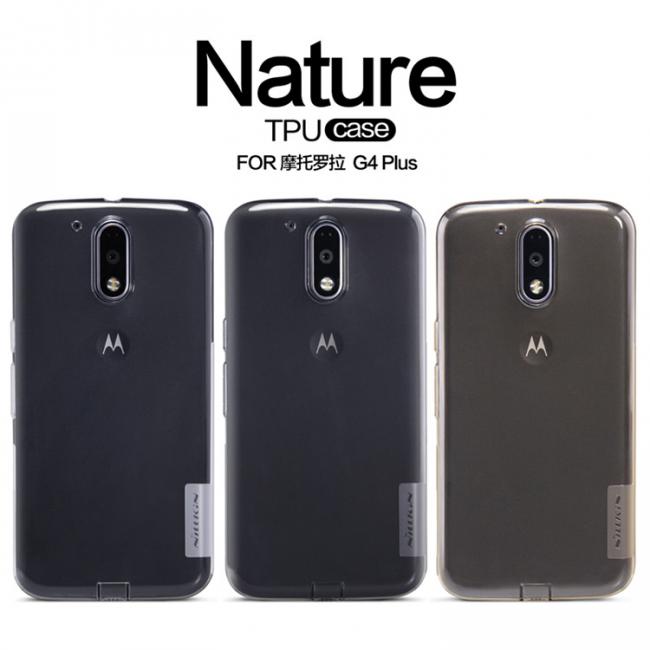 Dėklas Motorola G4 Plus, galinis iš silikono, permatomas juodas, NILLKIN NATURE 0,6 mm