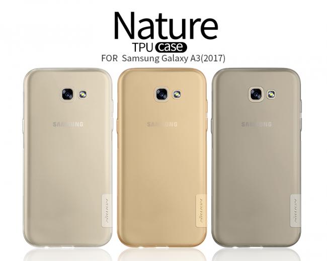Dėklas Samsung Galaxy A3 (2017) A320, galinis iš silikono, permatomas rudas, NILLKIN NATURE 0,6mm
