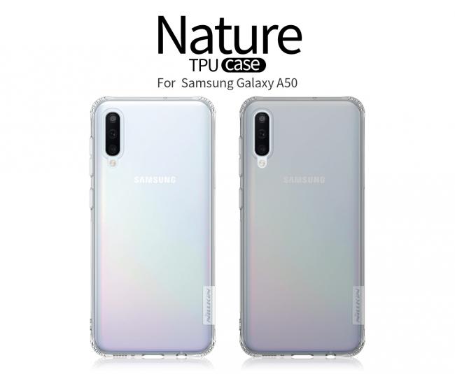 Dėklas Samsung Galaxy A50 A505 / A50s A507 / A30s A307, galinis iš silikono, permatomas juodas, NILLKIN NATURE 0,6 mm