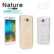 Dėklas Samsung E5, E500, galinis iš silikono, permatomas juodas, NILLKIN NATURE 0,6 mm